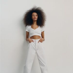 Zara gathered crop top in white